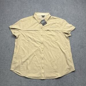 Eddie Bauer Adventurer Field Shirt Women's Size XL Beige Ripstop Sun Protection
